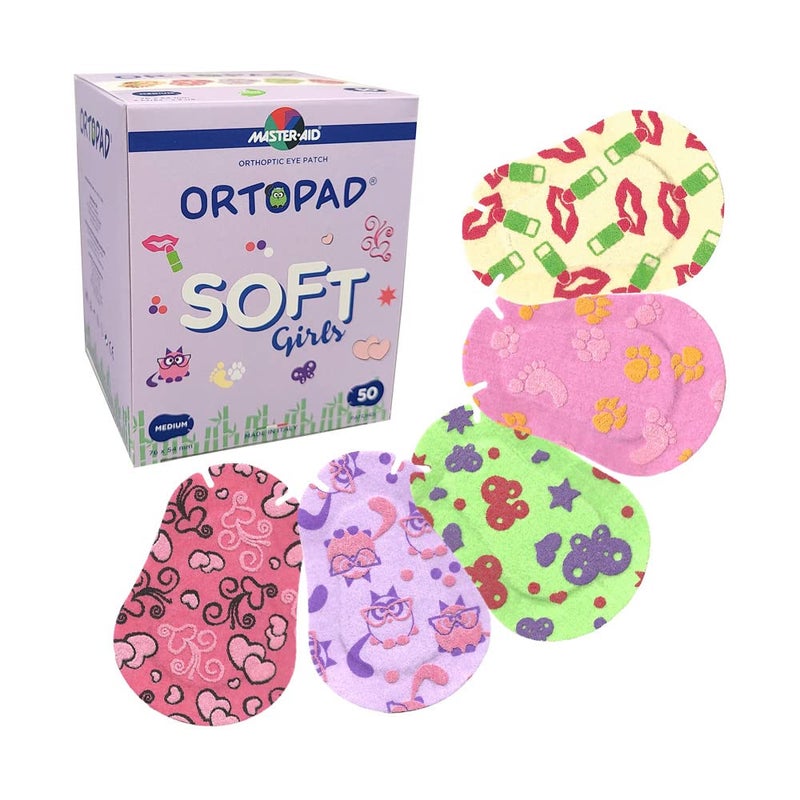 Ortopad Soft Bamboo Girls Eye Patches 50Box Medium Size 24 yrs Textured Accents